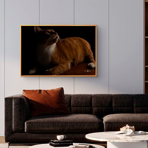 Quadro Gato Romeu - 011 - Moldura Filete Crua - Imagem 9
