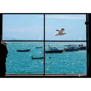 Quadro a Gaivota e o Mar - 014 - Moldura Filete Preto